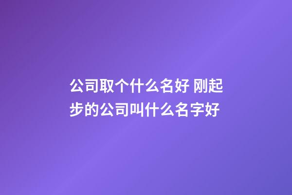 公司取个什么名好 刚起步的公司叫什么名字好-第1张-公司起名-玄机派